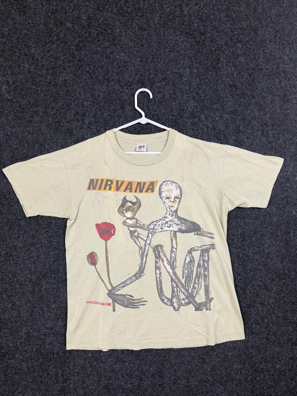 Vintage 1993 Nirvana Incesticide T-Shirt XL Anvil USA Single Stitch